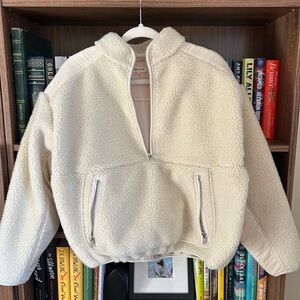 Cream Faux Shearling Half-Zip Jacket